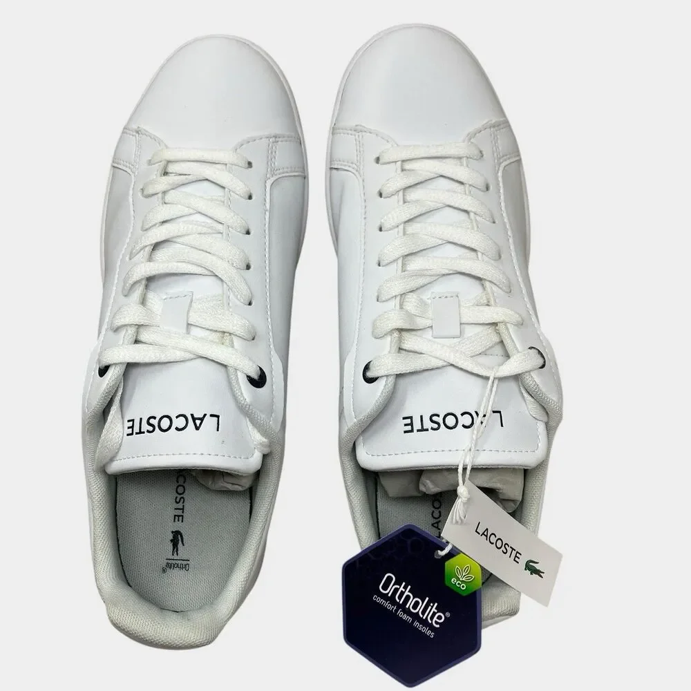Lacoste Sneakers Mens 8.5 White Leather Low Top Casual Tennis Carnaby Pro Shoes‎